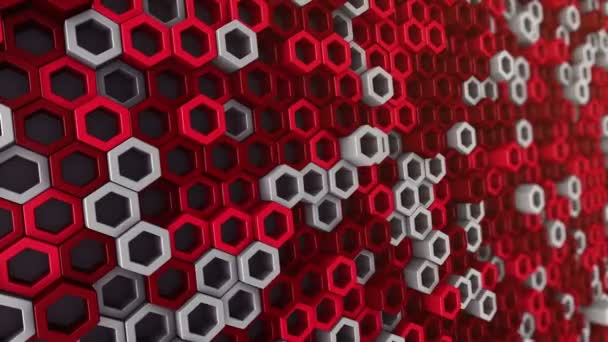 Abstract Technological Background Animation Wave Mosaic Red Hexagons Animation Seamless — Stock Video