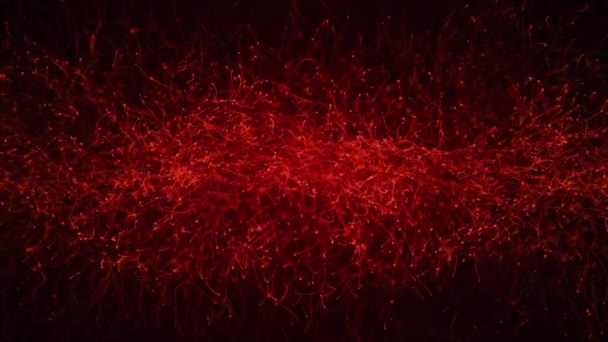 Yavaş Hareket Eden Kırmızı Parçacıkların Animasyonuyla Soyut Koyu Arkaplan Kusursuz — Stok video
