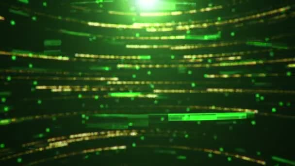 緑の背景に縞模様や正方形からの速い流れのアニメーション シームレスなループ データ転送コンセプトのアニメーション — ストック動画