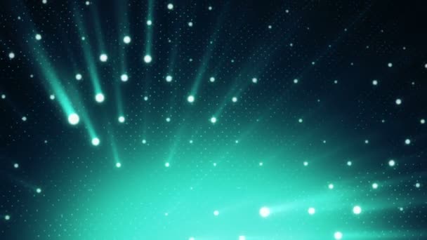 Абстрактний Фон Бірюзовою Стіною Ламп Яскравого Світла Проекторами Світлових Променів — стокове відео