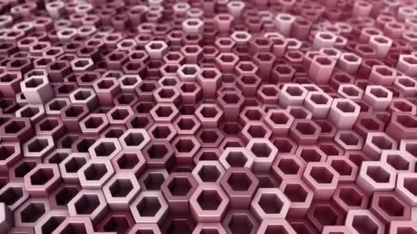 Abstract Technological Background Animation Wave Mosaic Red Hexagons Animation Seamless — Stock Video