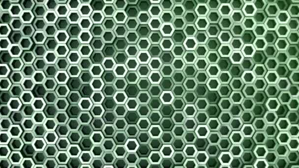 Абстрактный Технологический Фон Анимацией Волновой Мозаики Зеленых Шестиугольников Анимация Бесшовного — стоковое видео