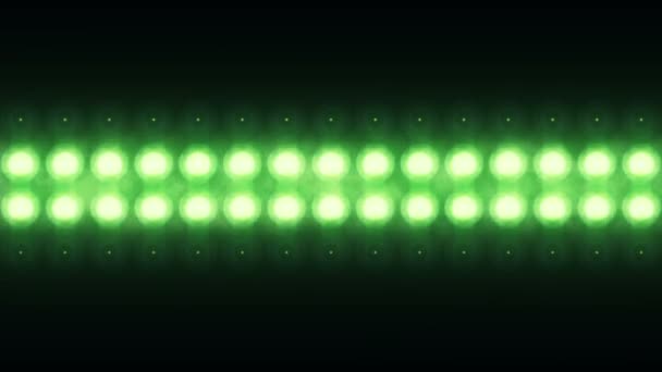 Animation d'ampoules clignotantes vertes sur mur led, Animation de boucle transparente, concept de lumières de scène  