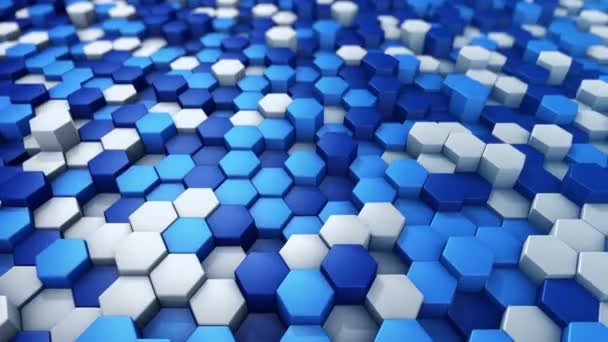 Абстрактный Технологический Фон Анимацией Волновой Мозаики Голубых Шестиугольников Анимация Бесшовного — стоковое видео