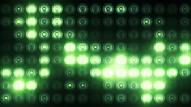Animering Gröna Blinkande Glödlampor Led Vägg Animation Sömlös Loop Scen — Stockvideo