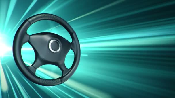 汽车动画方向盘及高速飞行条纹和快速驾驶速度慢的标志 无缝循环动画 — 图库视频影像