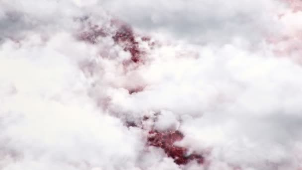 Анимация Полета Над Белыми Облаками Фоне Неба Анимация Безморской Ловушки — стоковое видео