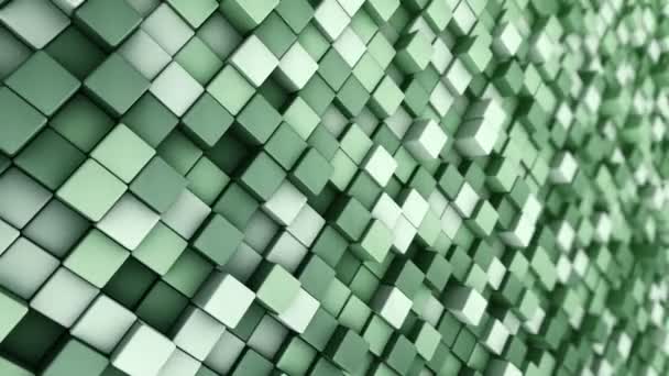 Yeşil Karelerin Dalga Mozaiğinin Animasyonuyla Teknolojik Arka Plan Pürüzsüz Döngünün — Stok video