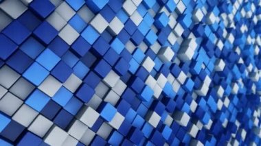 Mavi karelerin dalga mozaiğinin animasyonuna sahip teknolojik arka plan, kusursuz döngünün animasyonu