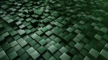 Yeşil karelerin dalga mozaiğinin animasyonuyla teknolojik arka plan, pürüzsüz döngünün animasyonu