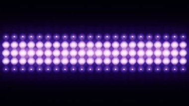 Lider duvardaki mor yanıp sönen ampullerin animasyonu, kusursuz döngünün animasyonu, sahne ışıkları konsepti 