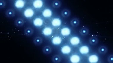 Animation of blue flashing light bulbs on led wall, Animation of seamless loop, stage lights  concept 