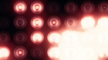 Lider duvardaki kırmızı ampullerin animasyonu, kusursuz döngünün animasyonu, sahne ışıkları konsepti 