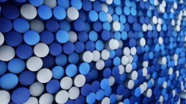 Mavi silindirlerin dalga mozaiğinin animasyonuna sahip teknolojik arka plan, pürüzsüz döngünün animasyonu 