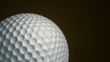 Golf için yavaş dönen topun animasyonu. Gerçekçi dokuya ve ışığa sahip yakın çekim görüntüsü. Kusursuz döngünün animasyonu.