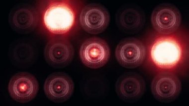 Lider duvardaki kırmızı ampullerin animasyonu, kusursuz döngünün animasyonu, sahne ışıkları konsepti 