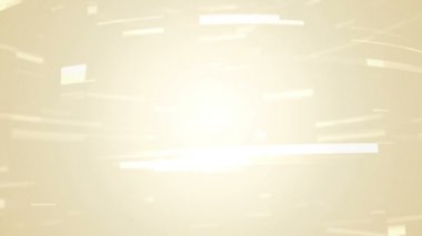 Altın arka plandaki şeritlerden ve karelerden hızlı akışın animasyonu. Kusursuz döngünün animasyonu, veri aktarım konsepti 