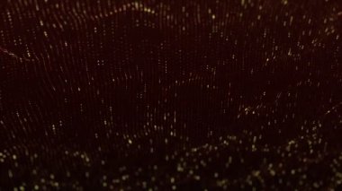 Altın çizgileri ve parçacıkları olan soyut teknolojik arka plan. Kusursuz döngünün animasyonu.