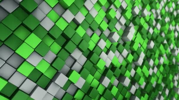 Fondo Tecnológico Con Animación Mosaico Ondas Cuadrados Verdes Animación Bucle — Vídeos de Stock