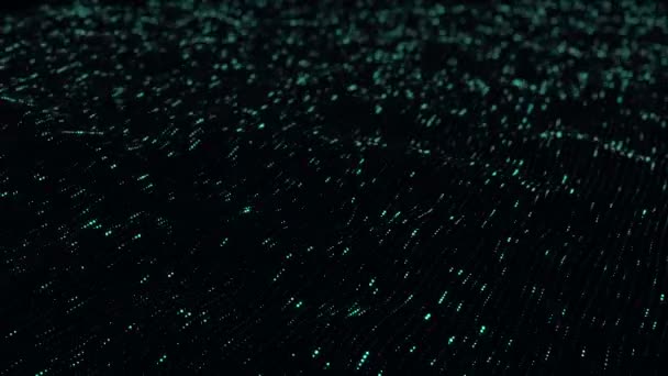 Abstract Technologische Achtergrond Met Turquoise Strepen Deeltjes Animatie Van Een — Stockvideo