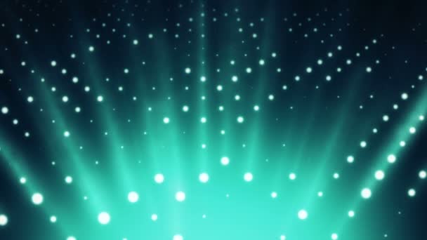 Абстрактний Фон Бірюзовою Стіною Ламп Яскравого Світла Проекторами Світлових Променів — стокове відео
