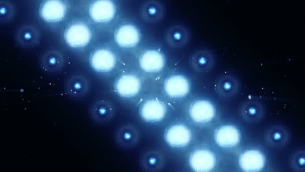 Animering Blå Blinkande Glödlampor Ledd Vägg Animering Sömlös Loop Scenbelysning — Stockvideo