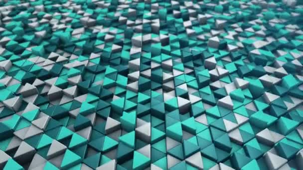 Fondo Tecnológico Abstracto Con Animación Mosaico Onda Triángulos Turquesa Animación — Vídeo de stock