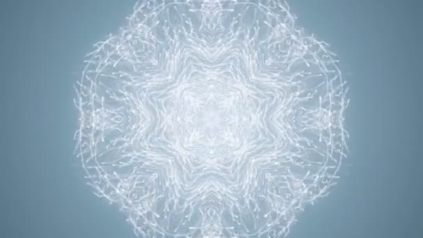 以雪花形式出现的缓慢运动的白色粒子的动画的蓝色背景 无缝循环动画 — 图库视频影像