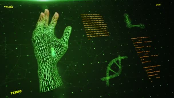 Pozadí Animací Abstraktního Rozhraní Lidské Tělo Dna Spirály Modely Atomu — Stock video