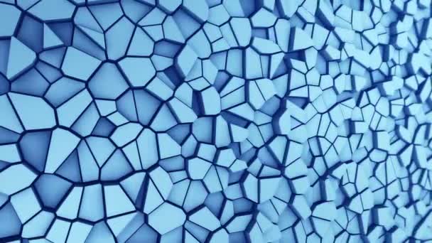 Mavi Çokgenlerin Dalga Mozaiğinin Animasyonuna Sahip Teknolojik Arka Plan Kusursuz — Stok video