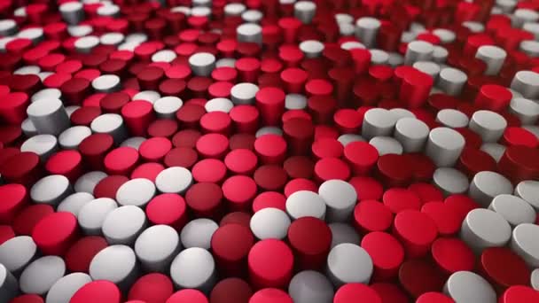 Tło Technologiczne Animacją Mozaiki Falowej Czerwonych Cylindrów Animacja Pętli Bezszwowej — Wideo stockowe