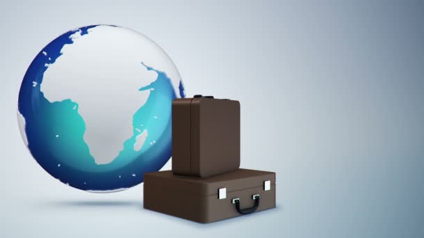 Vidéo Animation Des Bagages Globe Boucle Transparente — Video