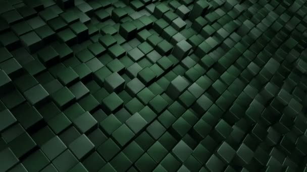 Fondo Tecnológico Con Animación Mosaico Ondas Cuadrados Verdes Animación Bucle — Vídeo de stock