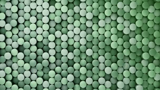 Technological Background Animation Wave Mosaic Green Cylinders Animation Seamless Loop — Stock Video