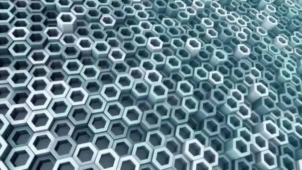 Abstract Technological Background Animation Wave Mosaic Grey Hexagons Animation Seamless — Stock Video