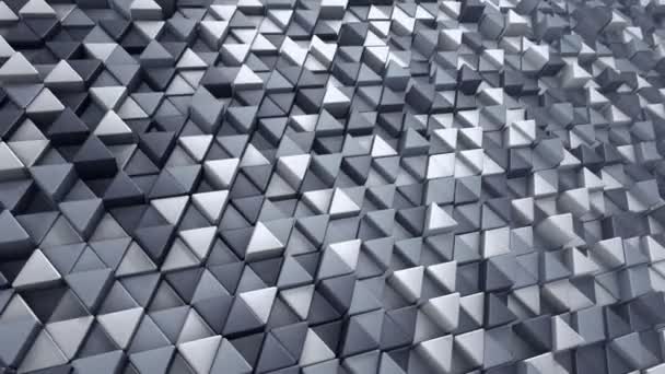 Abstract Technological Background Animation Wave Mosaic Grey Triangles Animation Seamless — Stock Video