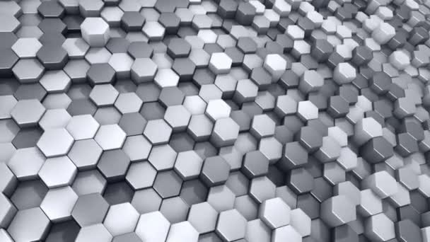 Abstract Technological Background Animation Wave Mosaic Grey Hexagons Animation Seamless — Stock Video