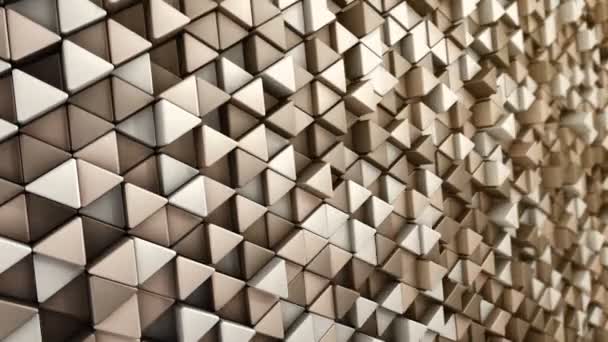 Fond technologique abstrait avec animation de la mosaïque ondulatoire de triangles d'or, Animation de boucle transparente .