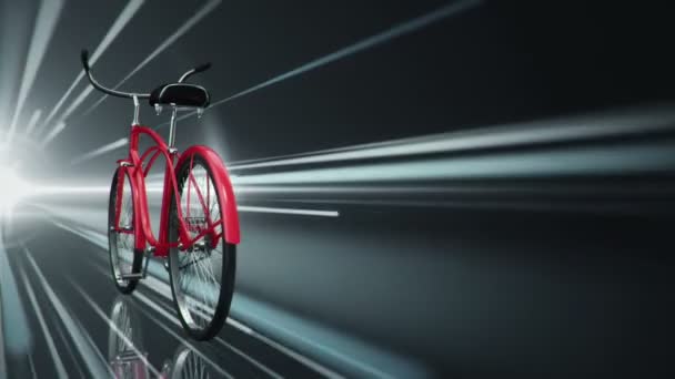 Gri Arka Planda Hızlı Sürüşün Kırmızı Şehir Bisikletinin Animasyonu Pürüzsüz — Stok video
