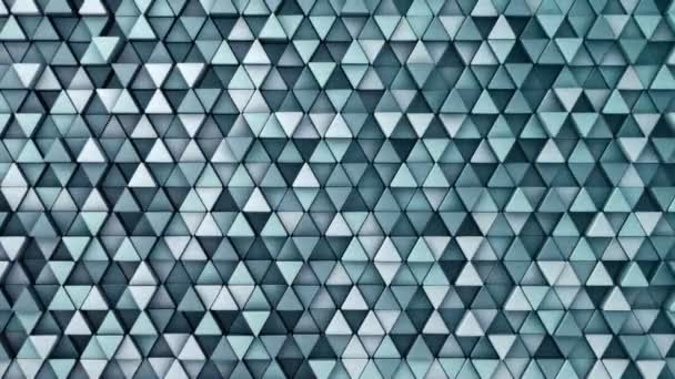Fond technologique abstrait avec animation de la mosaïque ondulatoire de triangles turquoise, Animation de boucle transparente .