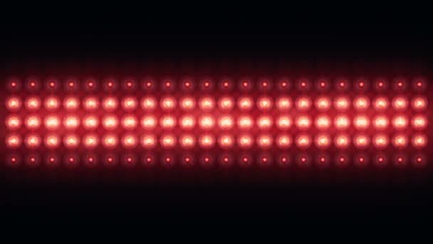 Animation d'ampoules clignotantes rouges sur mur led, Animation de boucle transparente, concept de lumières de scène  