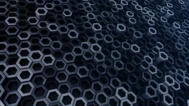 Абстрактний Технологічний Фон Анімацією Хвильової Мозаїки Синіх Гексагонів Анімація Безшовної — стокове відео