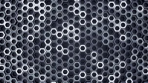 Abstract Technological Background Animation Wave Mosaic Grey Hexagons Animation Seamless — Stock Video