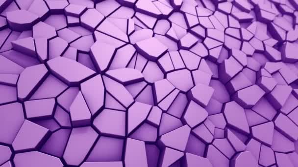 Технологический Фон Анимацией Волновой Мозаики Фиолетовых Полигонов Анимация Бесшовного Цикла — стоковое видео