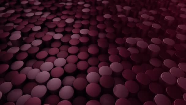 Kırmızı Silindirlerin Dalga Mozaiğinin Animasyonuna Sahip Teknolojik Arka Plan Pürüzsüz — Stok video