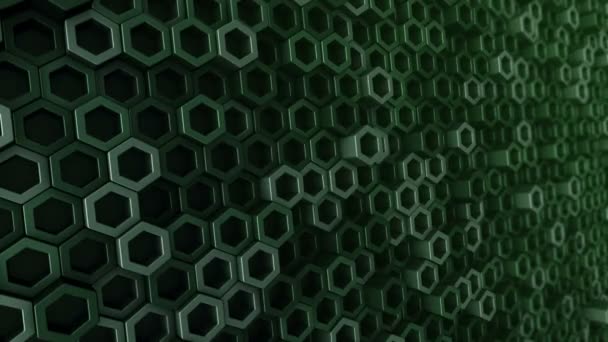 Abstrakt Teknisk Bakgrund Med Animering Våg Mosaik Gröna Hexagoner Animation — Stockvideo