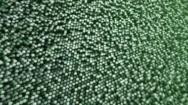 Yeşil silindirlerin dalga mozaiğinin animasyonuna sahip teknolojik arka plan, pürüzsüz döngünün animasyonu 