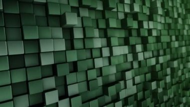 Yeşil karelerin dalga mozaiğinin animasyonuyla teknolojik arka plan, pürüzsüz döngünün animasyonu