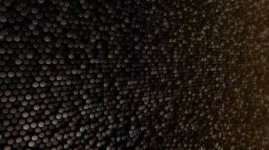 Altın silindirlerin dalga mozaiğinin animasyonuna sahip teknolojik arka plan, kusursuz döngünün animasyonu 