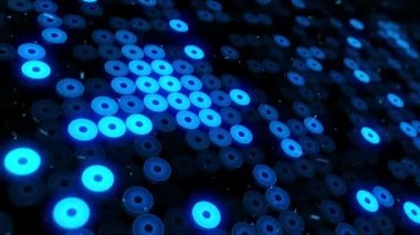 Mavi ışık ve projektörlerden yanıp sönen zemin ile soyut arkaplan, pürüzsüz döngünün animasyonu   